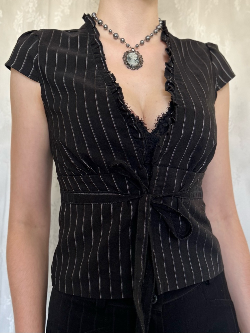 2000s Office Siren Dark Academia Blouse